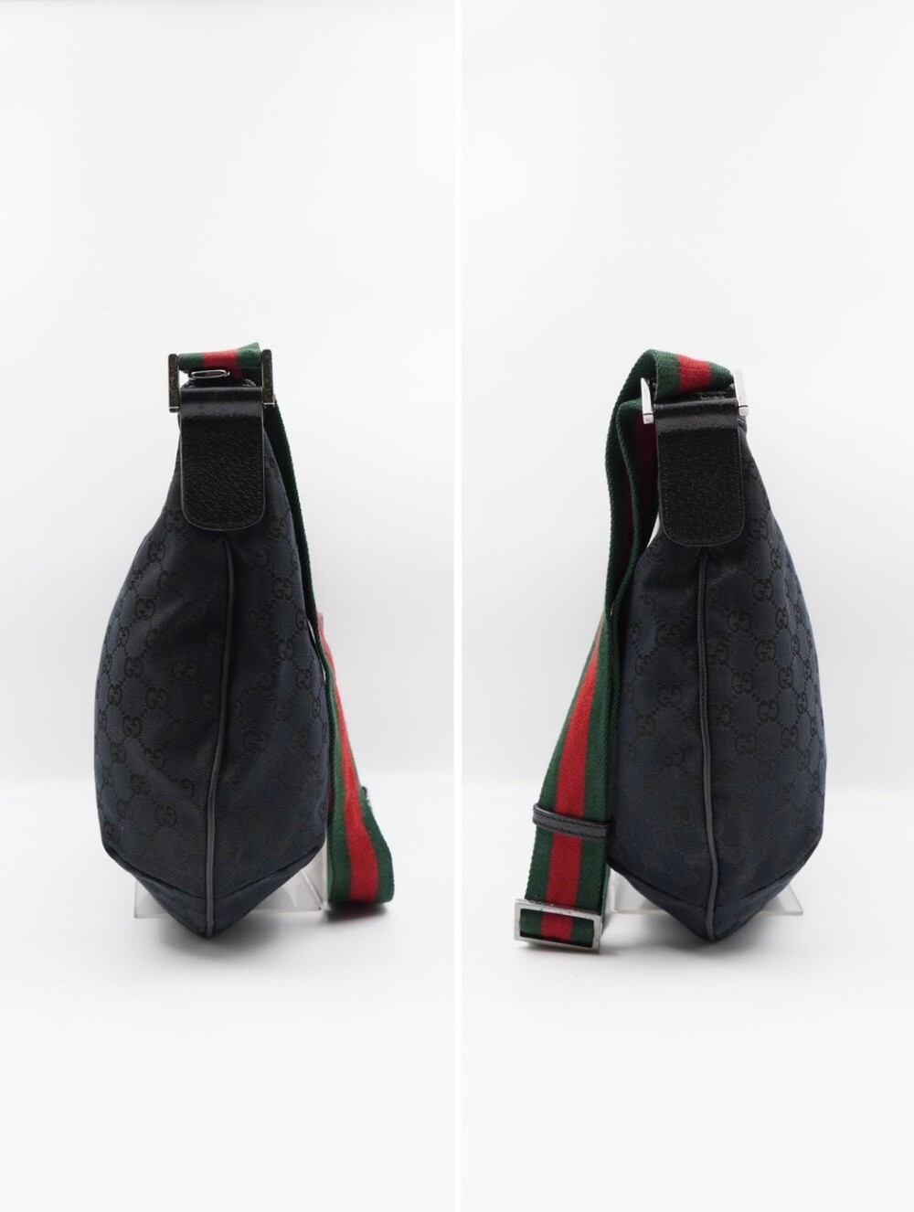 CN06 💗 Gucci GG Monogram Web halfmoon Large Crossbody - Picture 6 of 13